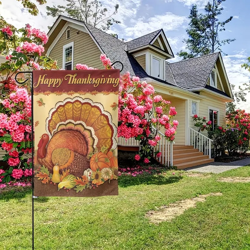 1pc Thanksgiving Garden Flag Turkey Pattern Outdoor Decoration Important Festival Decoration without Flagpole details 5