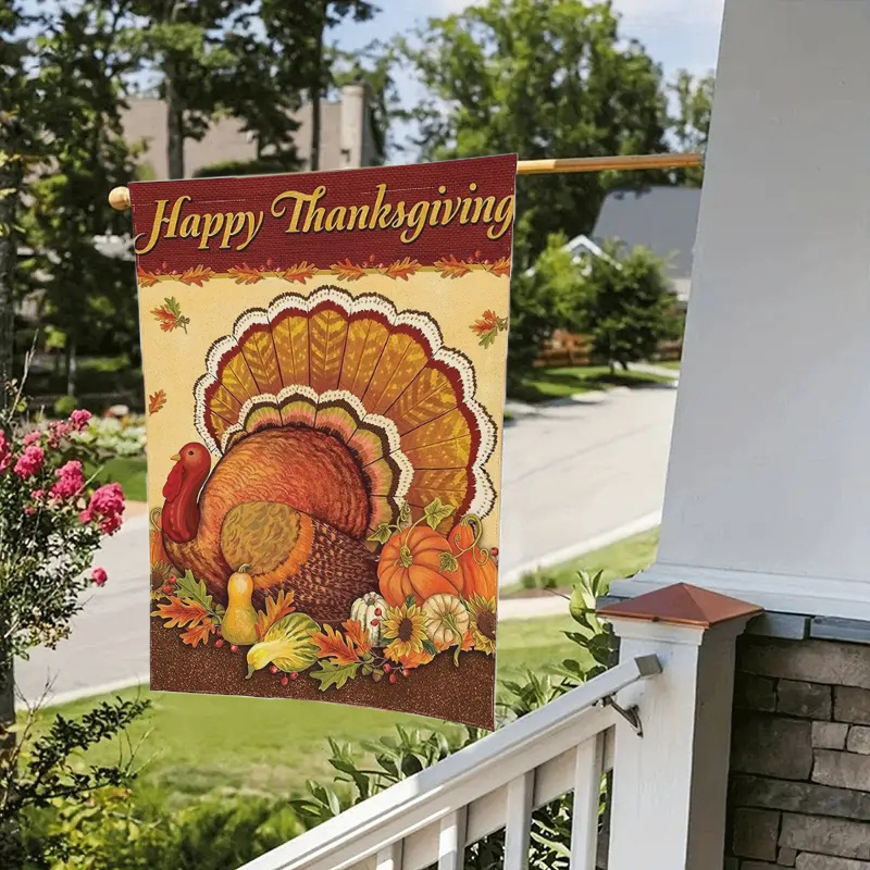 1pc Thanksgiving Garden Flag Turkey Pattern Outdoor Decoration Important Festival Decoration without Flagpole details 1