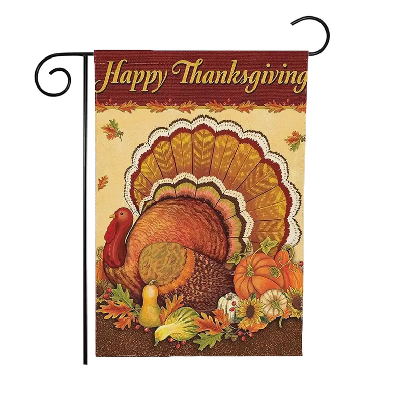 1pc Thanksgiving Garden Flag Turkey Pattern Outdoor Decoration Important Festival Decoration without Flagpole details 2