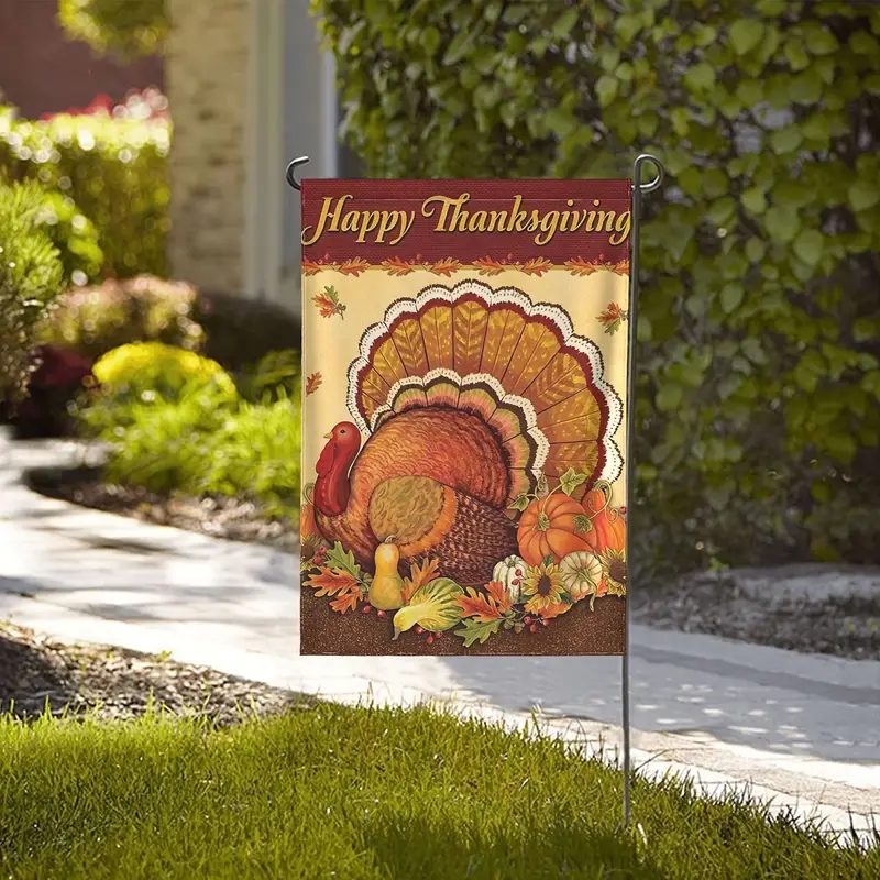 1pc Thanksgiving Garden Flag Turkey Pattern Outdoor Decoration Important Festival Decoration without Flagpole details 4