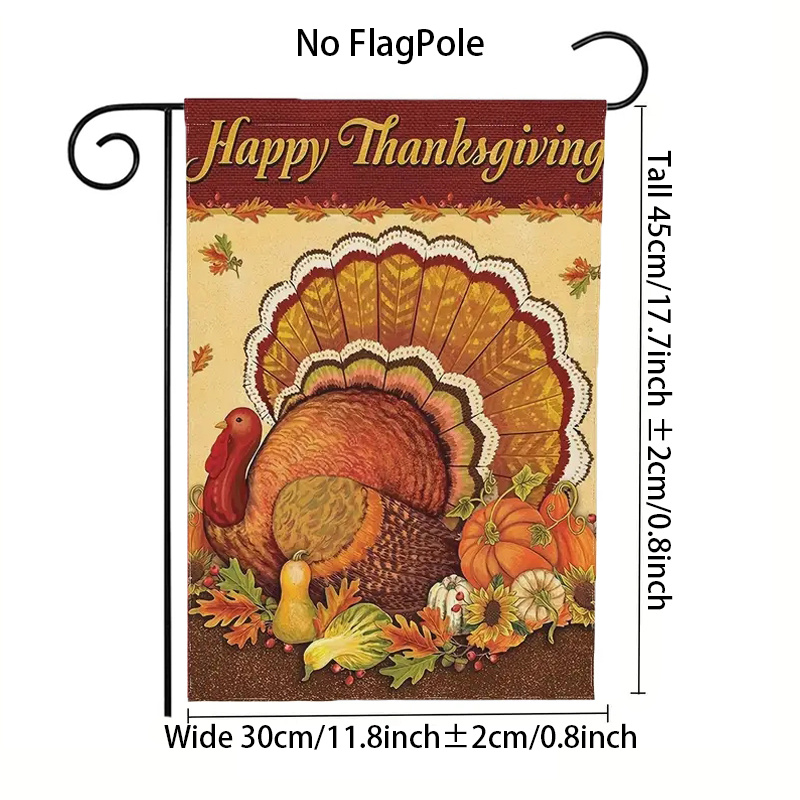 1pc Thanksgiving Garden Flag Turkey Pattern Outdoor Decoration Important Festival Decoration without Flagpole details 3
