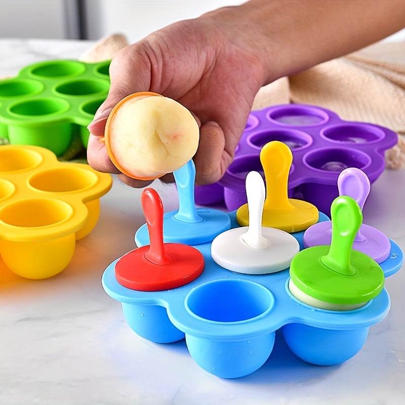 7 Holes Diy Ice Cream Pops Silicone Mold Ice Cream Ball Maker Popsicles  Molds Fruit Shake Home Kitchen Accessories Tool - Temu