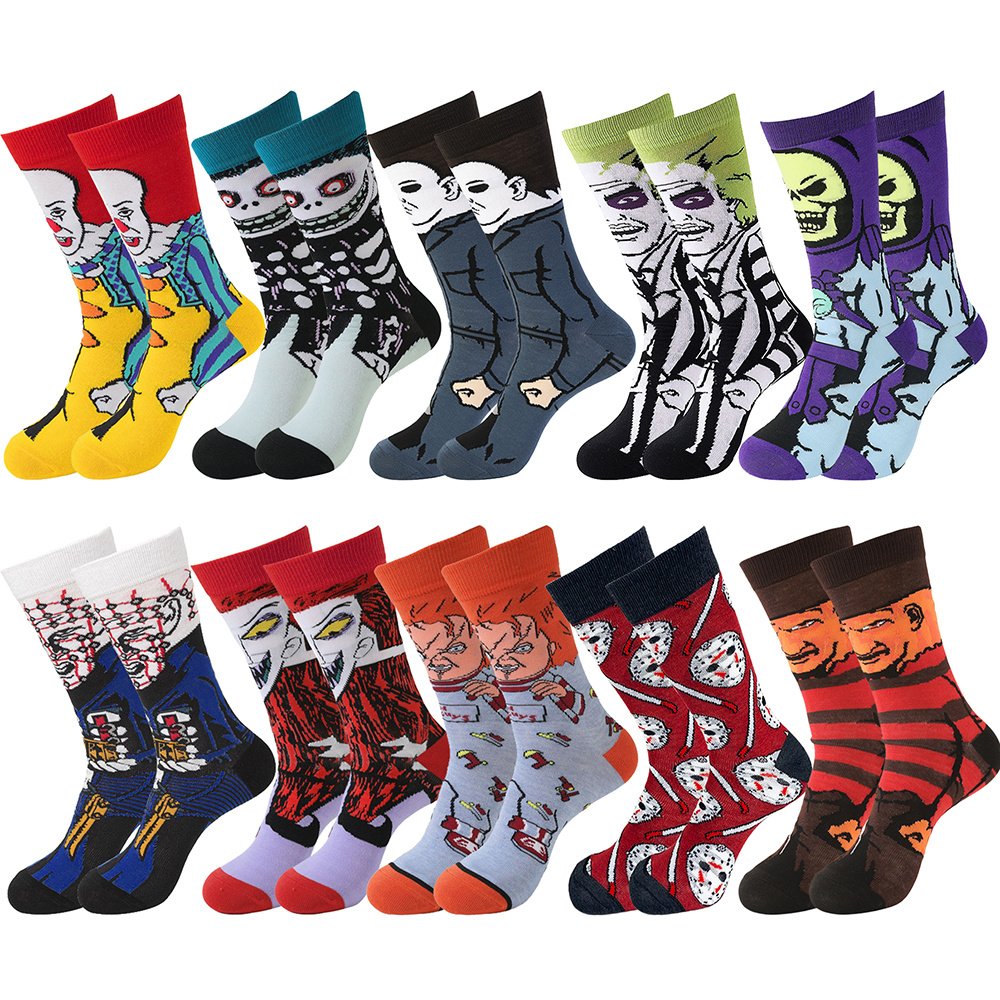 Calcetines casuales estampados de dibujos animados, unisex, calcetines de  vestir novedosos y divertidos, 6 pares, Varios colores