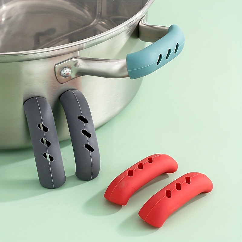 1pc Red Silicone Pot Handle Cover, Heat Resistant Anti-slip Cast Iron Pan  Handle Protector, For Kitchen