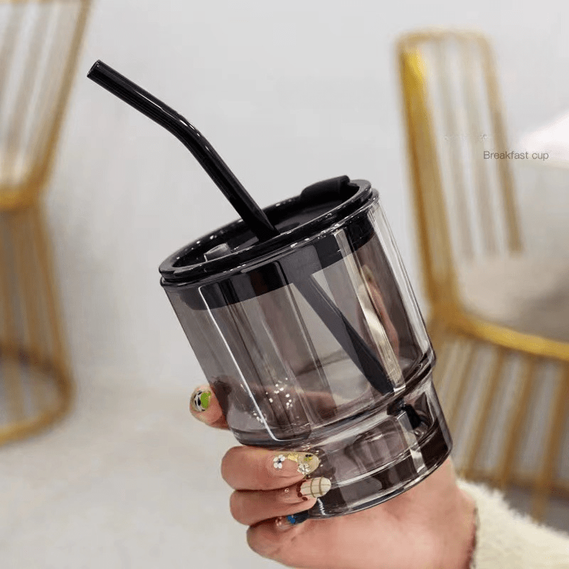 1pc, Heat Resistant Glass Tumbler with Dome Lid and Straw - 450ml/15.22oz -  Perfect for Summer and Winter Drinks - Cute and Stylish Travel Accessory