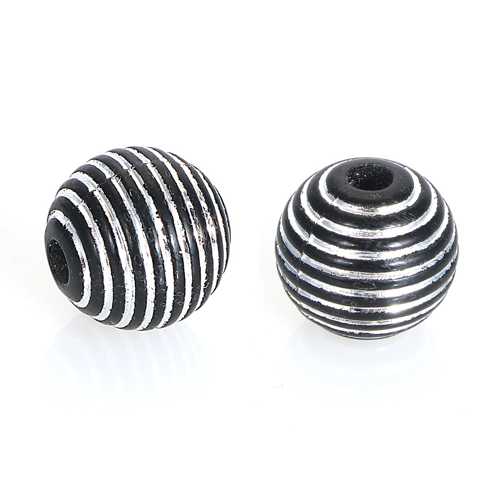 Silver Metallic 20mm Round Plastic Beads (10pcs)