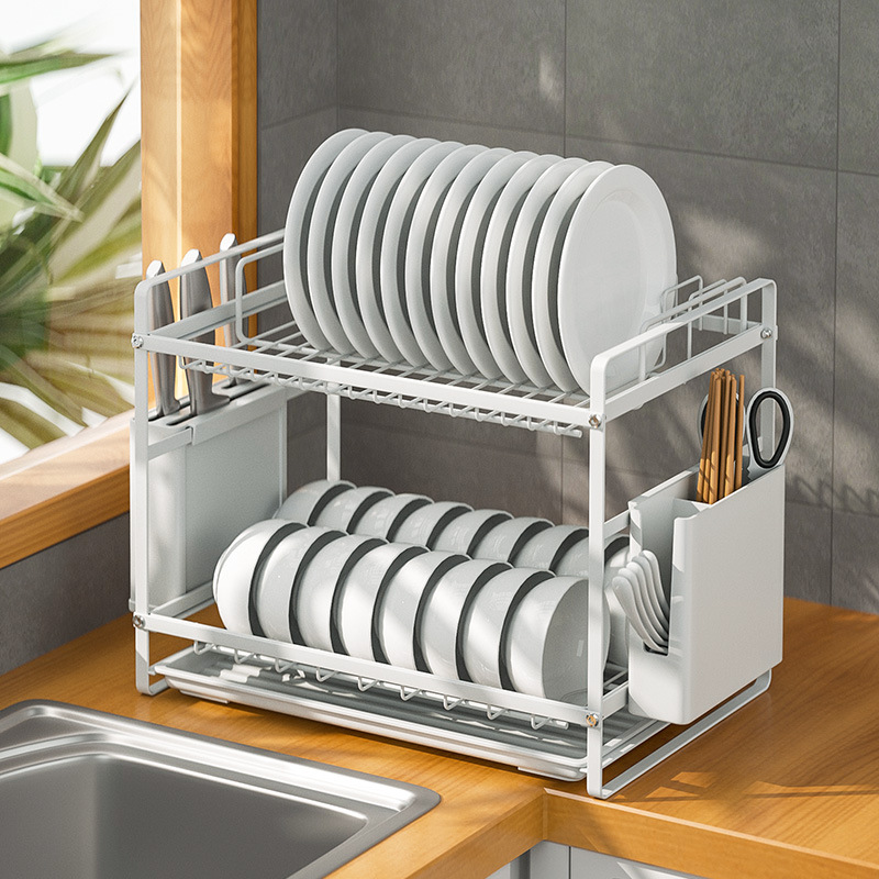 Household Dish Drying Rack Kitchen Utensil Drainer Rack With Drain