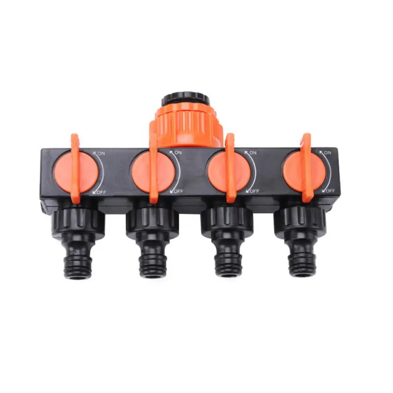 1pc 4 way garden hose splitters diverter tap hose connector hose splitter water distributor with 4 individual on off switch for outdoor sprinkler irrigation systems details 0