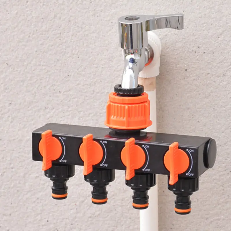 1pc 4 way garden hose splitters diverter tap hose connector hose splitter water distributor with 4 individual on off switch for outdoor sprinkler irrigation systems details 3