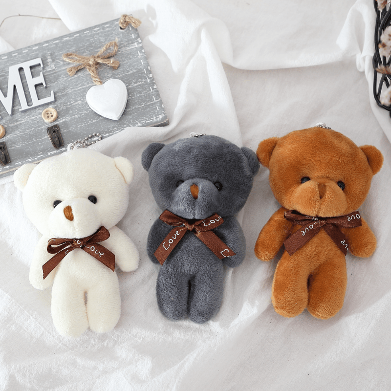 Portable Cartoon Covered with Shy Bear Plush Doll Puppet Keychain
