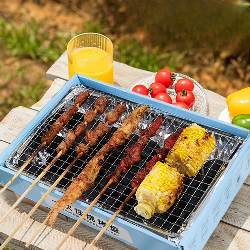 1set, Disposable Outdoor Charcoal Grill,Disposable Barbecue Grill,  Household Outdoor Barbecue Grill, Smokeless Carbon Small Rotisserie Tool,  BBQ Tools