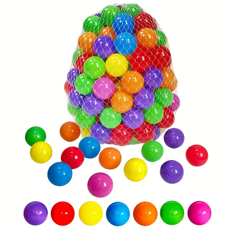 100 pièces balles de fosse à balles en plastique souple-balles de jouets  pour enfants-tente de jeu de fosse à balles, jouets d'eau de piscine, piscine  pour enfants, décoration de fête, accessoires de