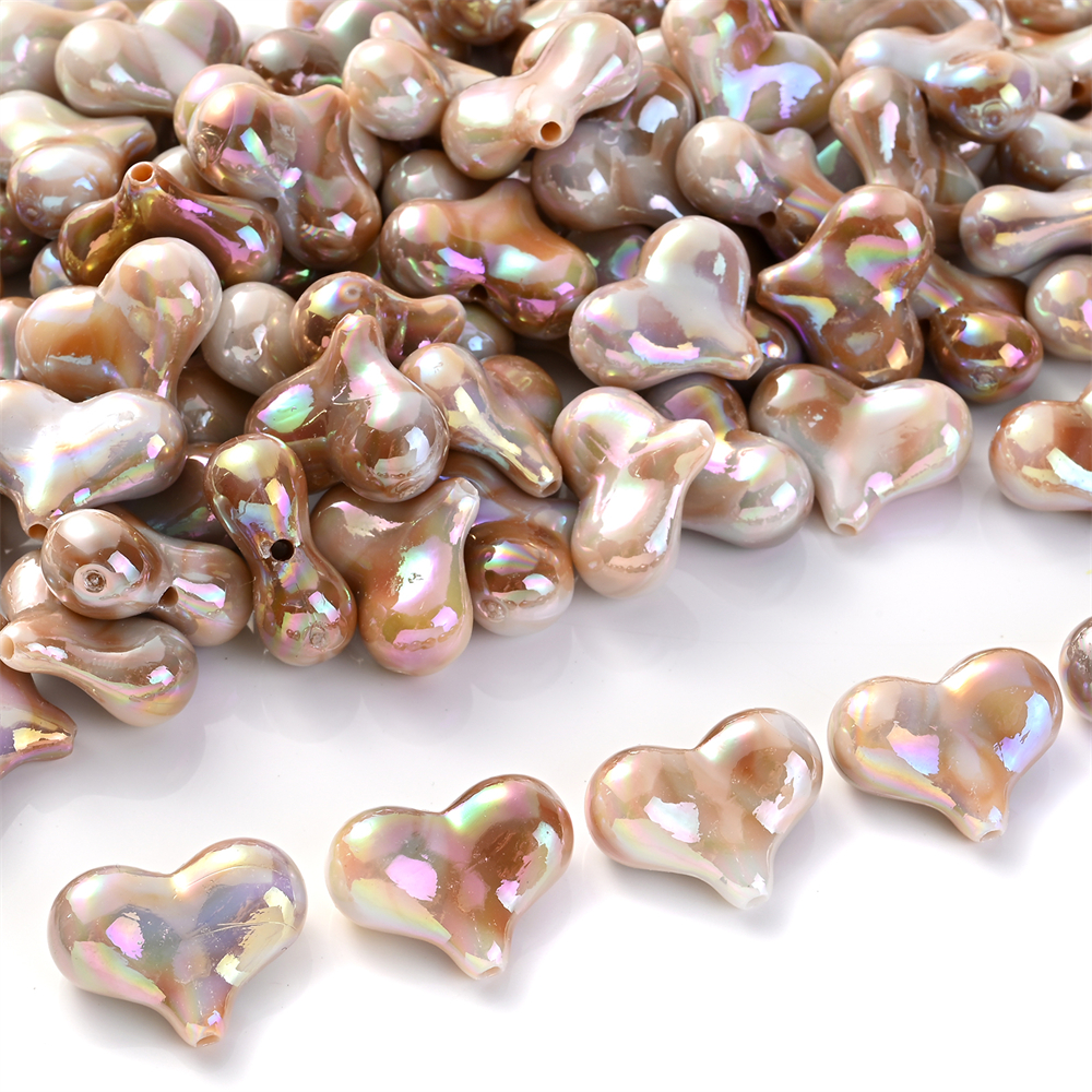 Ab Colorful Acrylic Creative Heart Shape Beads Vertical - Temu