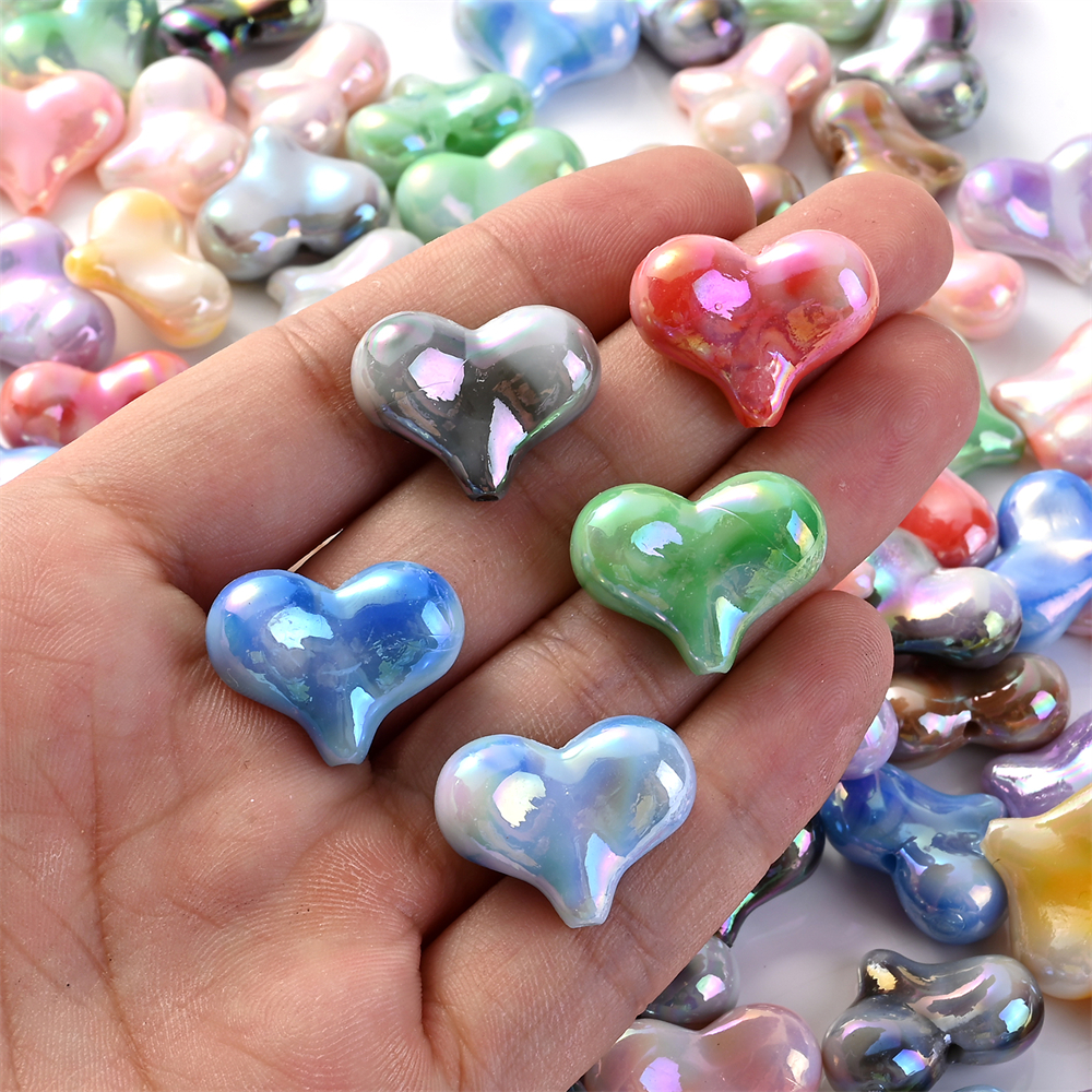 Ab Colorful Acrylic Creative Heart Shape Beads Vertical - Temu