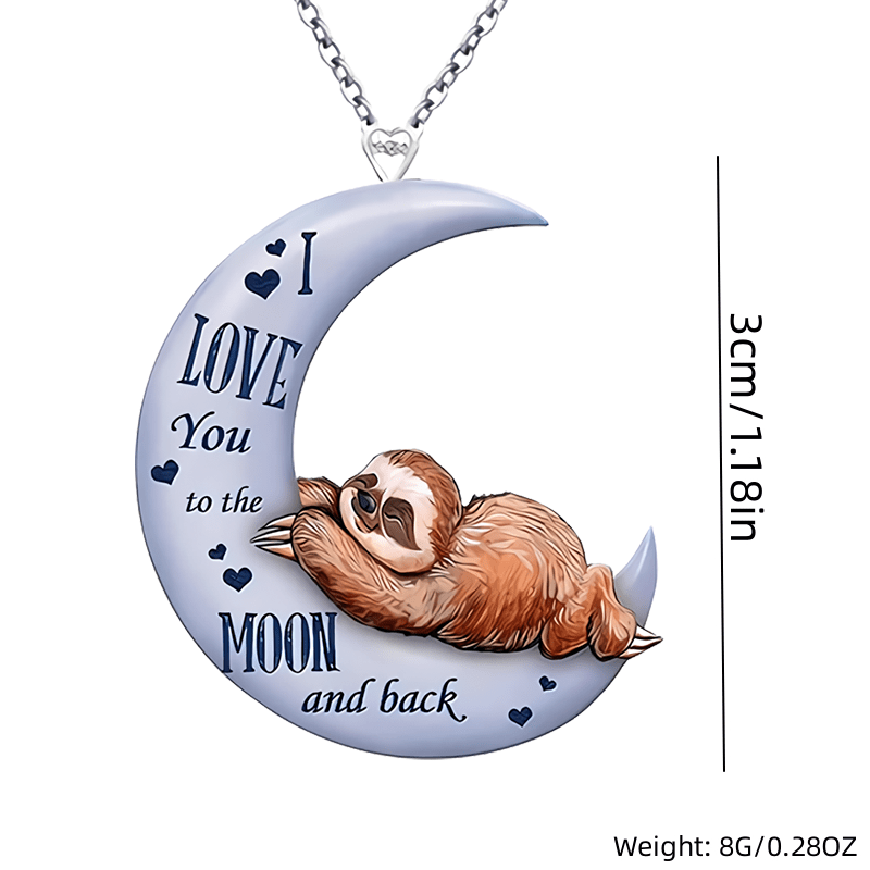 cute the moon and the sloth acrylic pendant necklace decorative accessories holiday party gift to my girl granddaughters 2