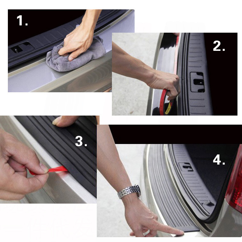 PVC Rubber Rear Trunk Door Sill Guard Protector Strip for Car Bumper Trim  90cm
