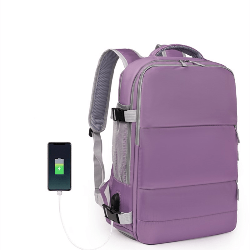 Mochila informal, ligera de gran capacidad para exteriores, mochila de viaje de moda con puerto de carga USB y compartimento para zapatos unisex