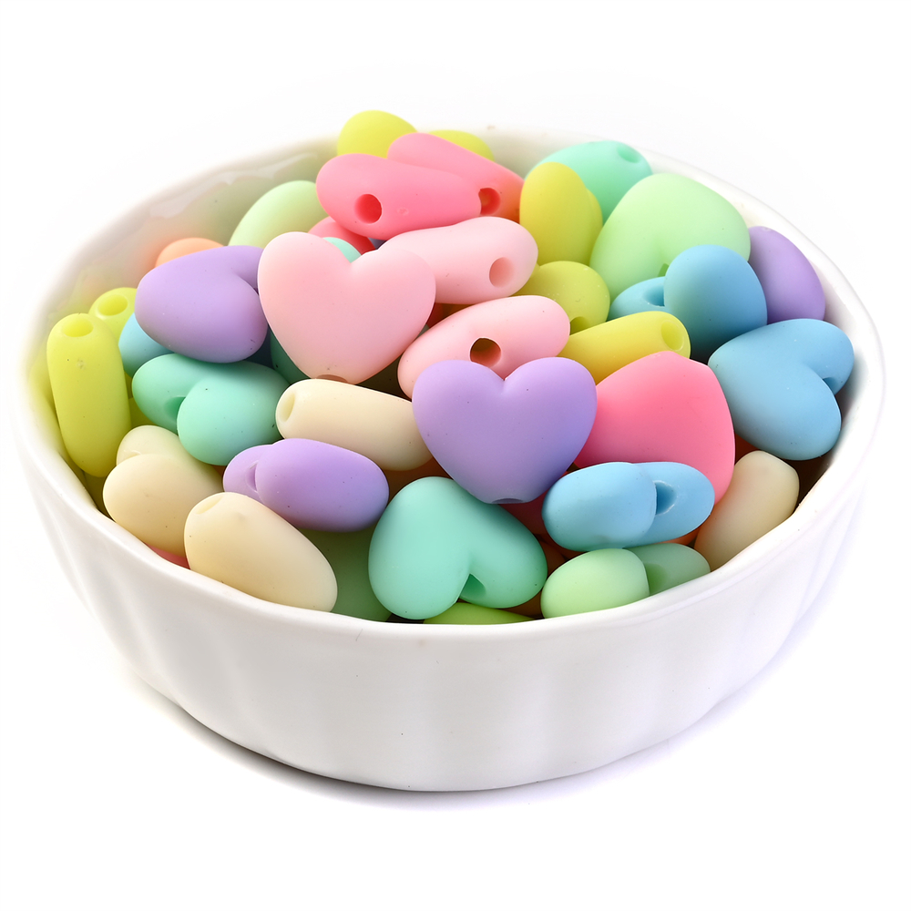 Mix Heart Spacer Beads Candy Color Acrylic Heart Beads - Temu