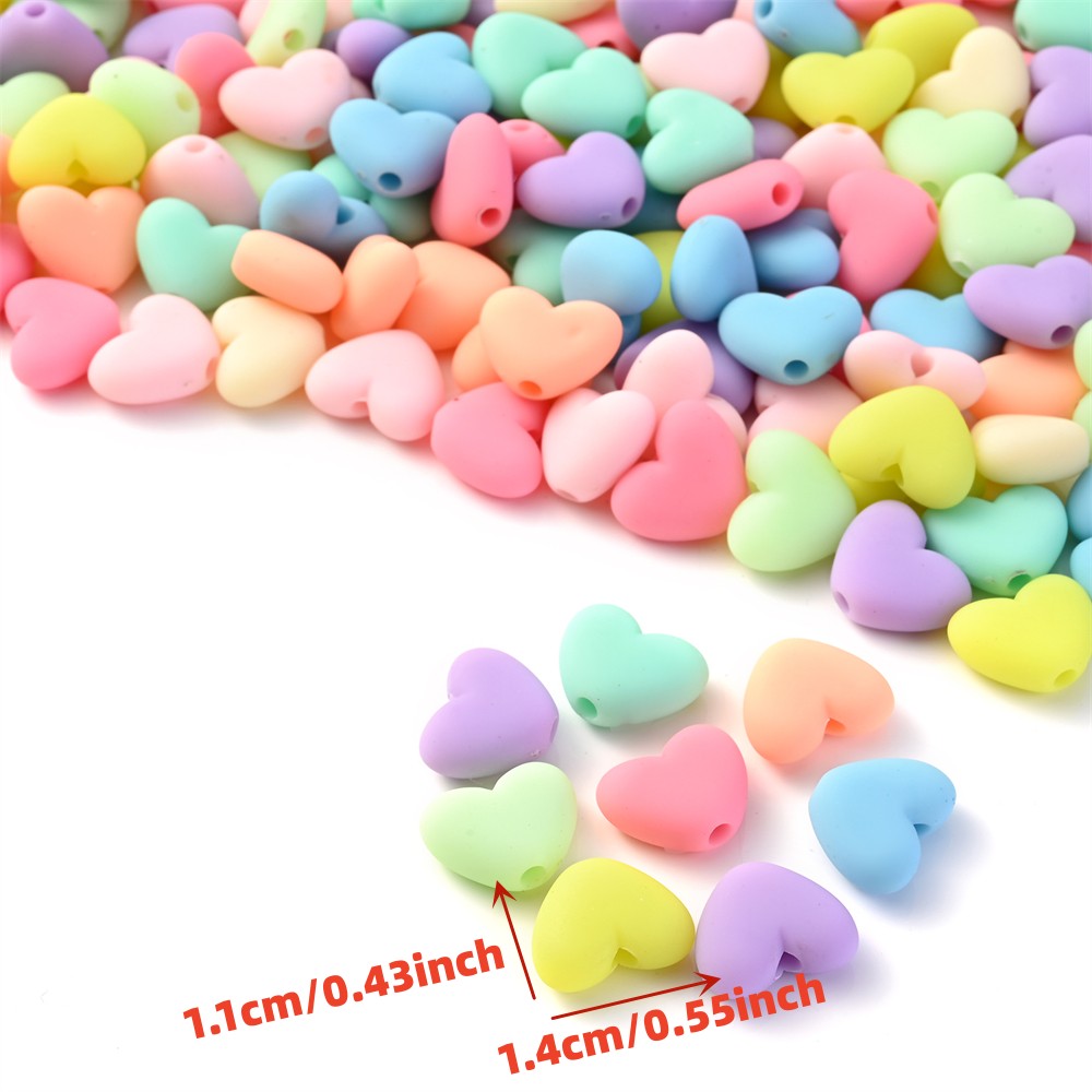 Mix Heart Spacer Beads Candy Color Acrylic Heart Beads - Temu