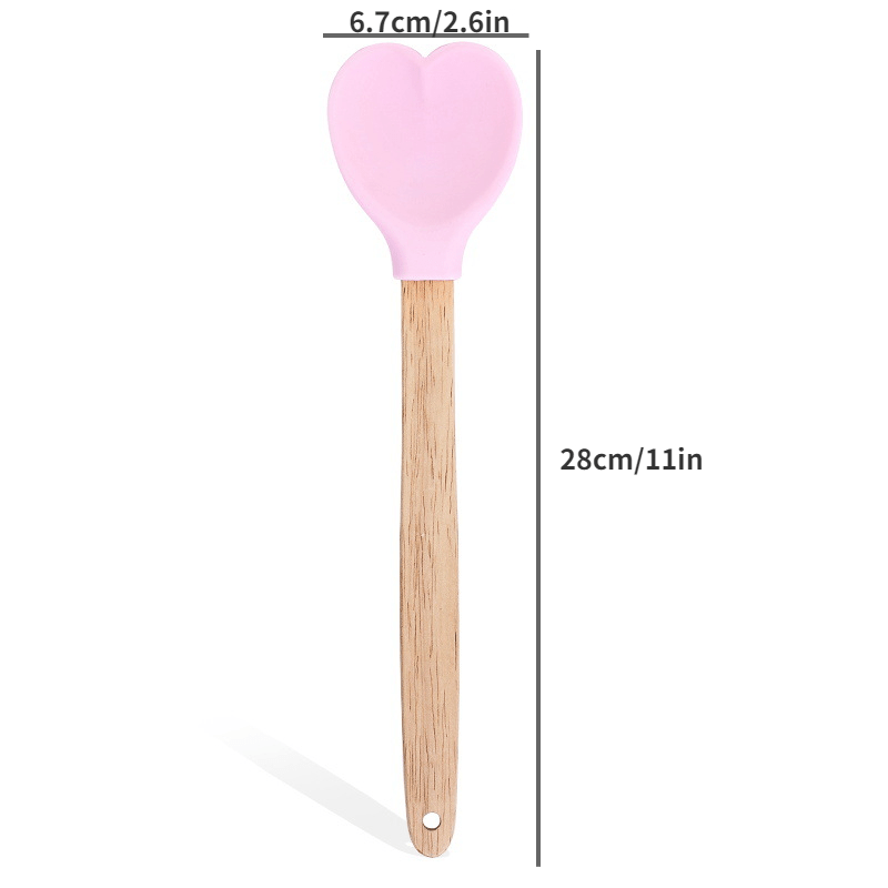 Heart-shaped Silicone Stirring Spoon Ice Cream Scoop With Wooden Handle Heat  Insulation Nonstick Baking Stick Kitchen Accessories - Temu