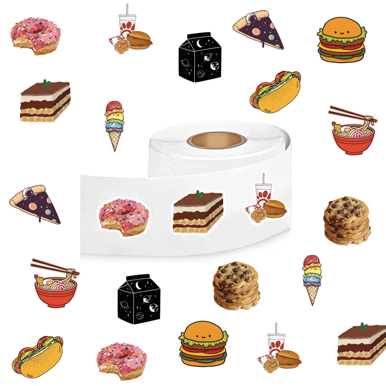 Delicious Food Stickers 10 Cute Cartoon Patterns Perfect For - Temu