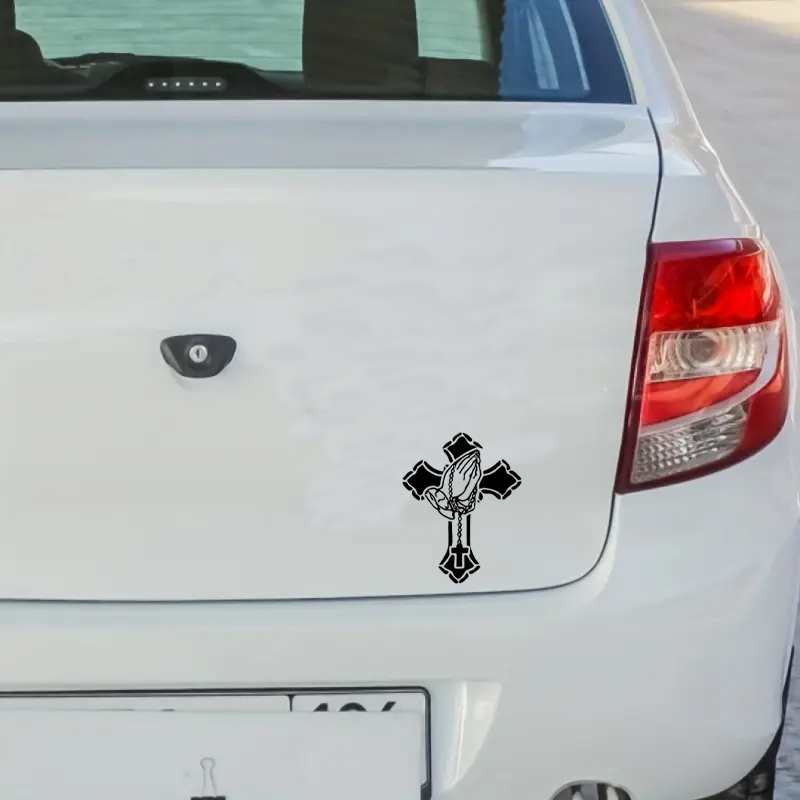 Cross Praying Hands Christian Car Sticker Fashion Waterproof - Temu