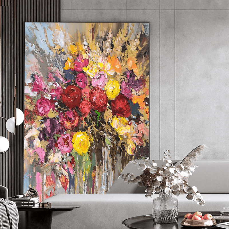 Cuadros abstractos coloridos Pintura en lienzo Carteles de flores