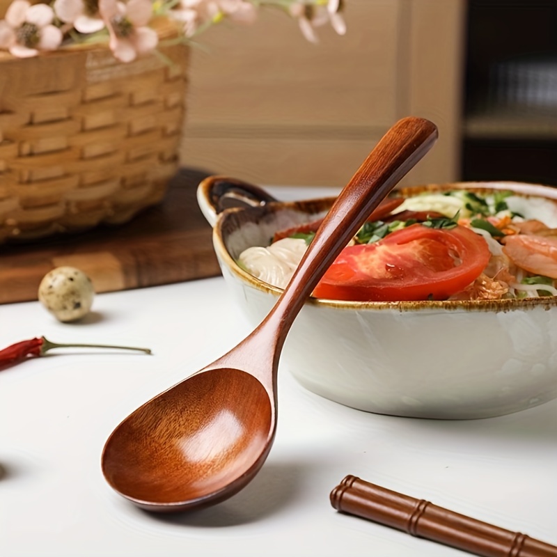 Natural Wooden Spoon For Ramen Noodles And Soup Large Long - Temu