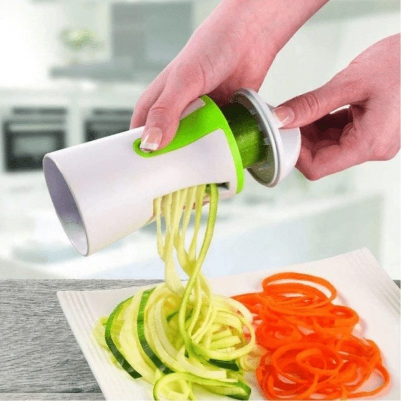  Fullstar - Cortador de verduras con espiralizador de verduras 6  en 1 para calabacín y espaguetis de calabacín, espiralizador de vegetales  de mano y ajustable, para fideos, con contenedor. : Hogar y Cocina