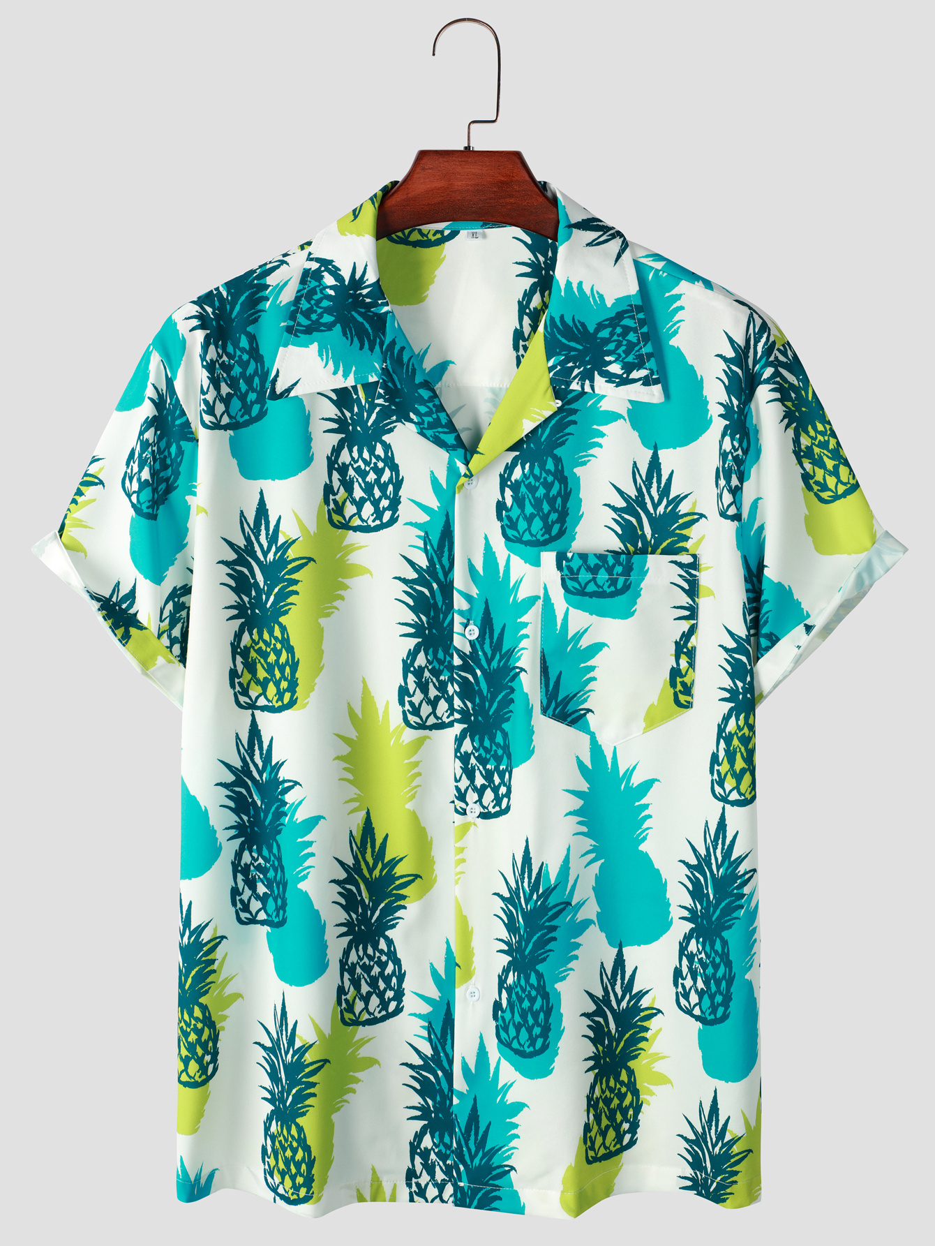 Men's Pineapple Print Hawaiian Shirt Short Sleeve Button - Temu