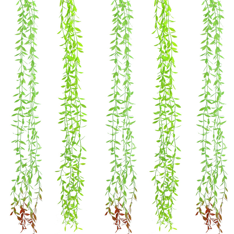 1/5個 人工つるつる 吊り下げアイビー フェイクシダレヤナギ 緑の葉