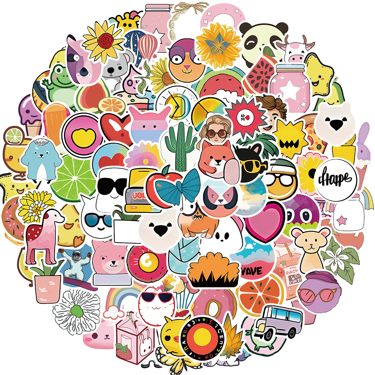 60pcs Cute Fashion Stickers, Small Fresh Cartoon Aesthetic Stickers  Waterproof Vinyl Stickers For Skateboard Luggage Bicycle Scrapbook Laptop