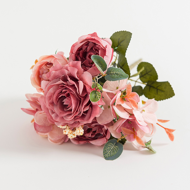 Real Touch Hydrangea Peony Rose Flower Arrangement For - Temu