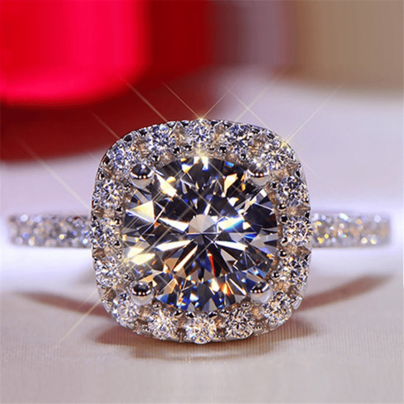 

1pc Square Artificial Diamond Ring For Men, Zircon Engagement Ring Men's Rings