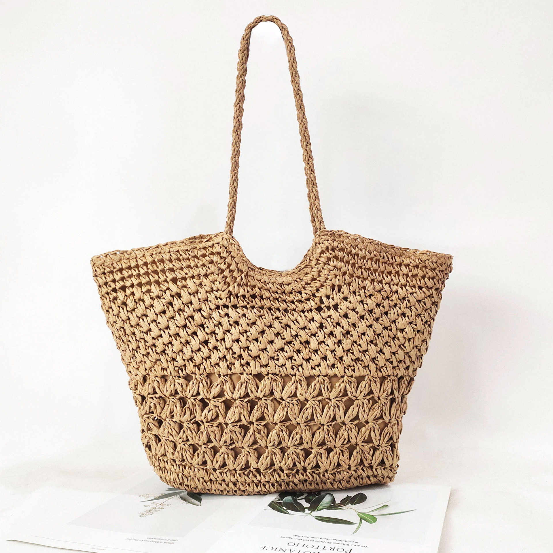 Hollow-out Straw Tote Bag Fashion Ladies Beach Shoulder