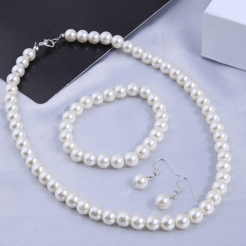 Conjunto de collar y pulsera con perlas de imitación para niñas