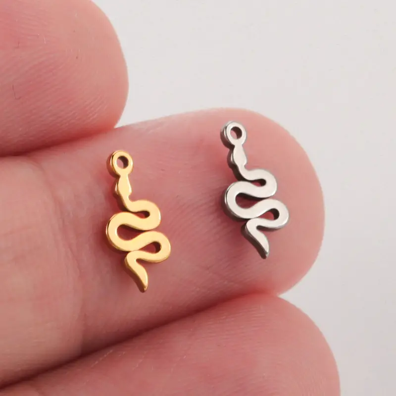 5pcs Snake Tiny Charms For Bracelets Stainless Steel Charm Pendant Necklace  Jewelry Making Accessories Trendy For Men
