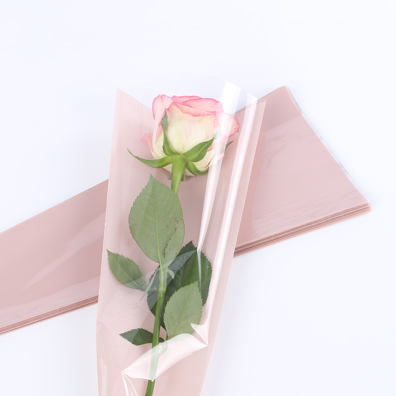 Egen 100 Pcs Single Rose Sleeve Bouquet Bags Plastic Single Flower Wrapping Rose Packaging for Mother's Day Graduation Wedding Birthday Valentine's
