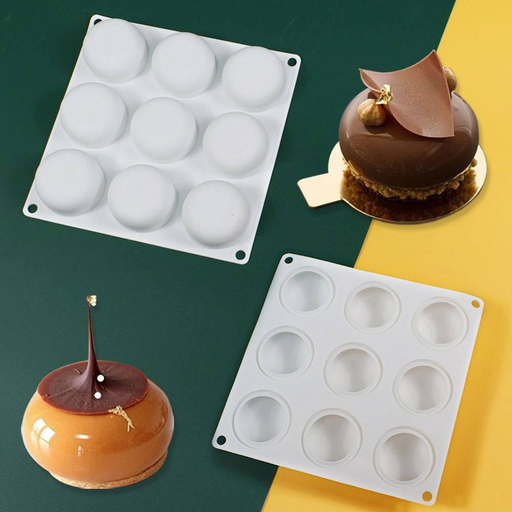 1pc 9 Cavity 3D Hemisphere Chocolate Silicone Mold DIY Half Sphere Mousse  Moulds Soap Candle Mould Cake Decorating Tools