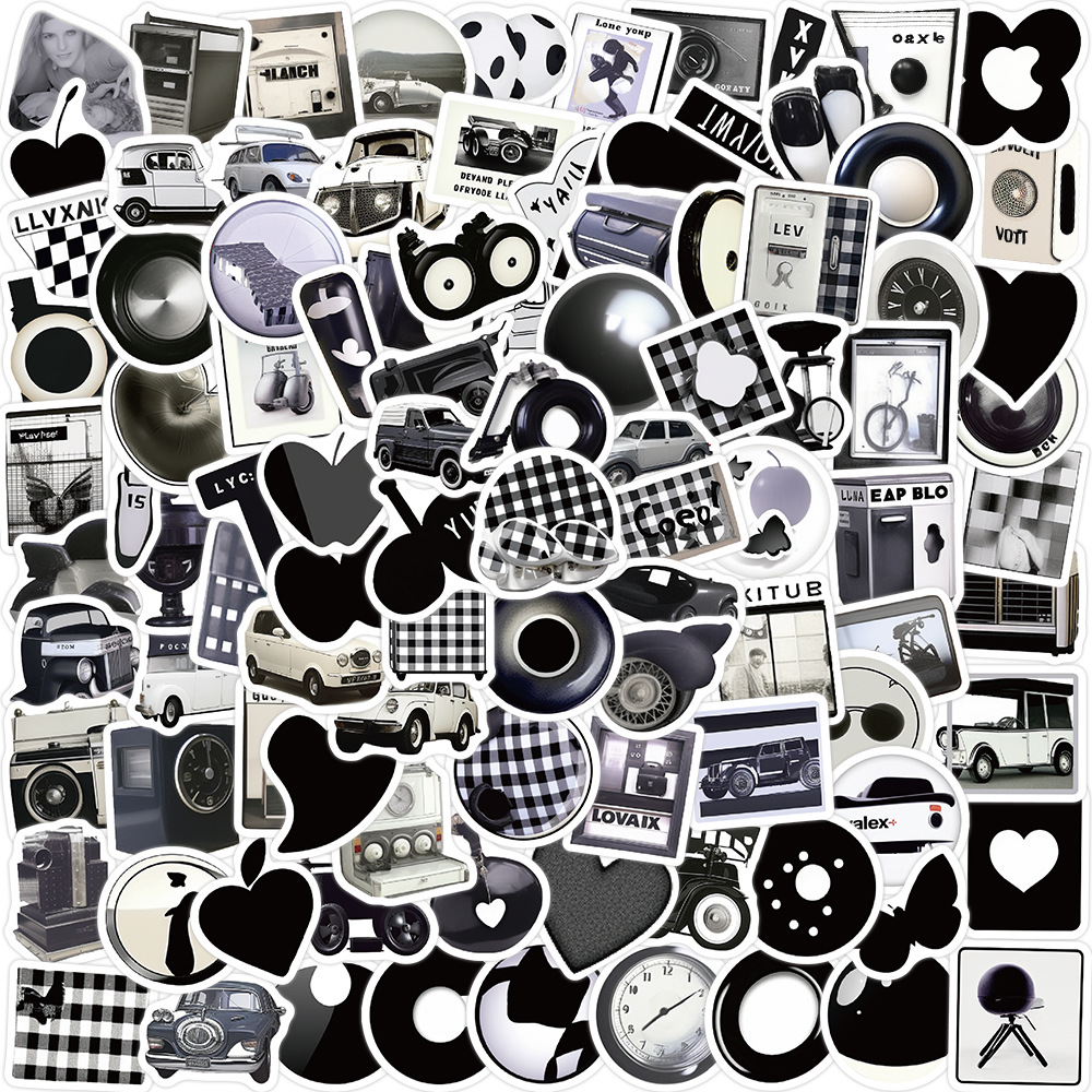 Black And White Vinyl Laptop Stickers Waterproof Water - Temu