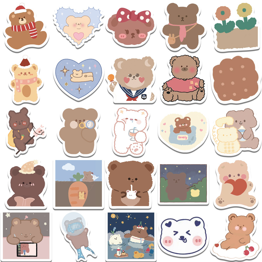 Scrapbook Stickers Cute Cartoon Kpop Bear Stickers Vinyl - Temu