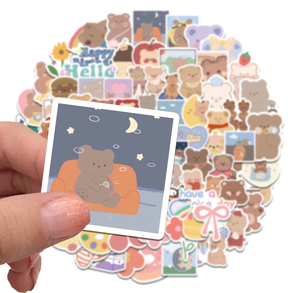 Cute Cartoon Bear Stickers Waterproof Pet Scrapbooking - Temu