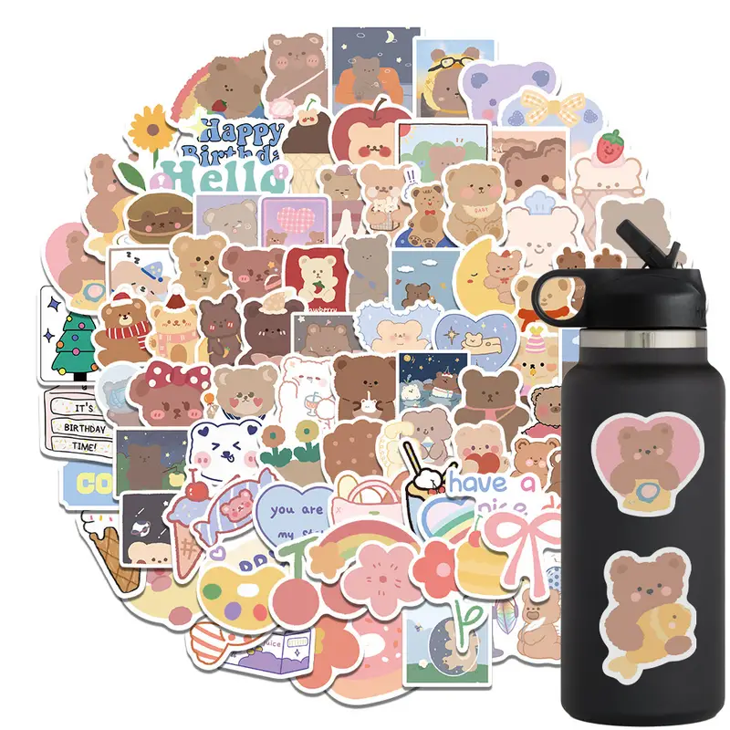Scrapbook Stickers Cute Cartoon Kpop Bear Stickers Vinyl - Temu