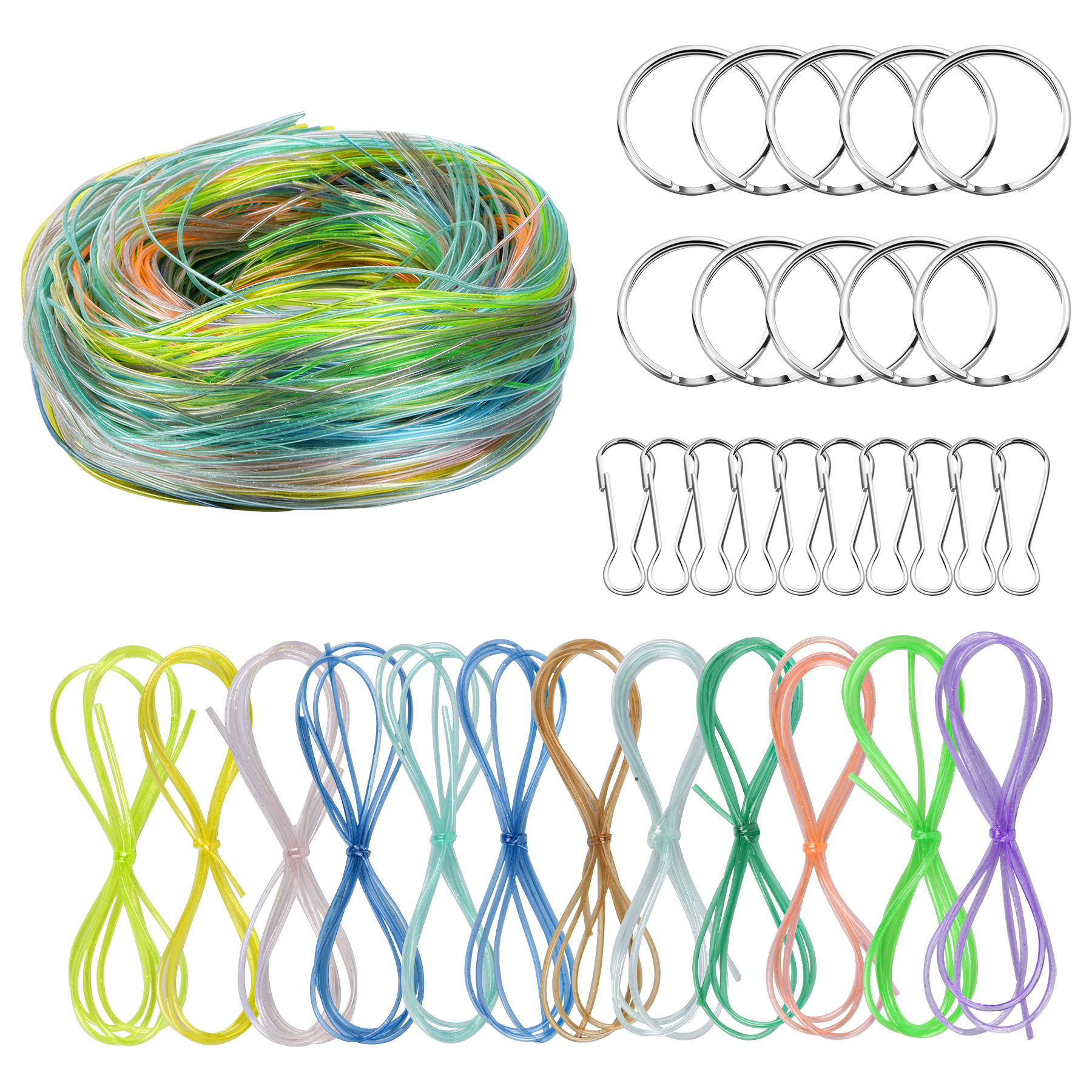200 Pieces Plastic Lacing Strings, DIY Handmade Craft Gimp Lacing Cord For  Jewelry Making-20 Color With Snap Clip Hooks