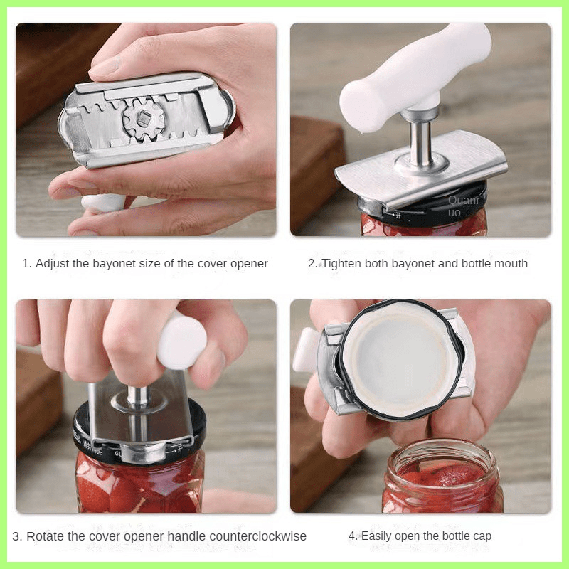 Lid Opener, Stainless Steel Jar Opener, Adjustable Jar Opener
