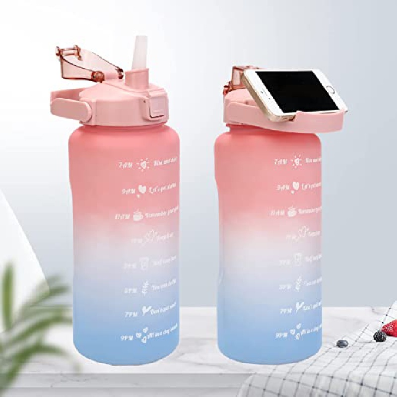 3pcs Plastic Water Bottle, Gradient Color Portable Sports Bottle