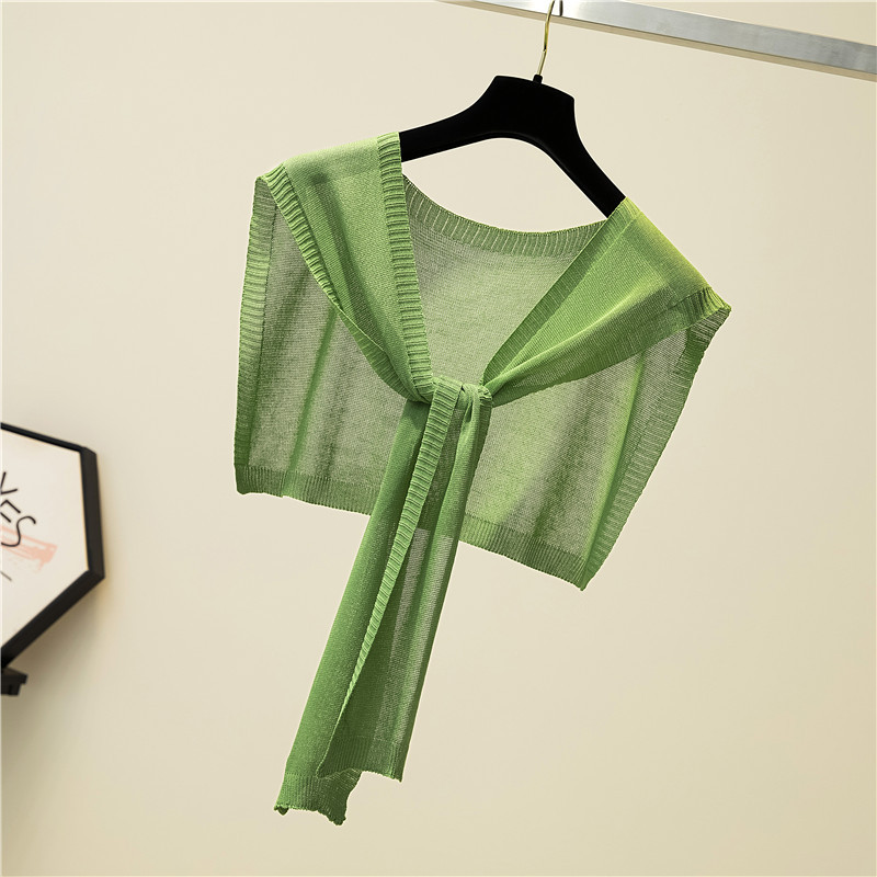 Solid Sunscreen Shawl Wrap Thin Knitted Versatile Scarf for Women