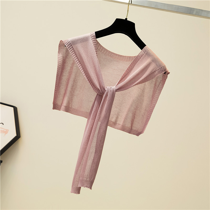 Solid Sunscreen Shawl Wrap Thin Knitted Versatile Scarf for Women