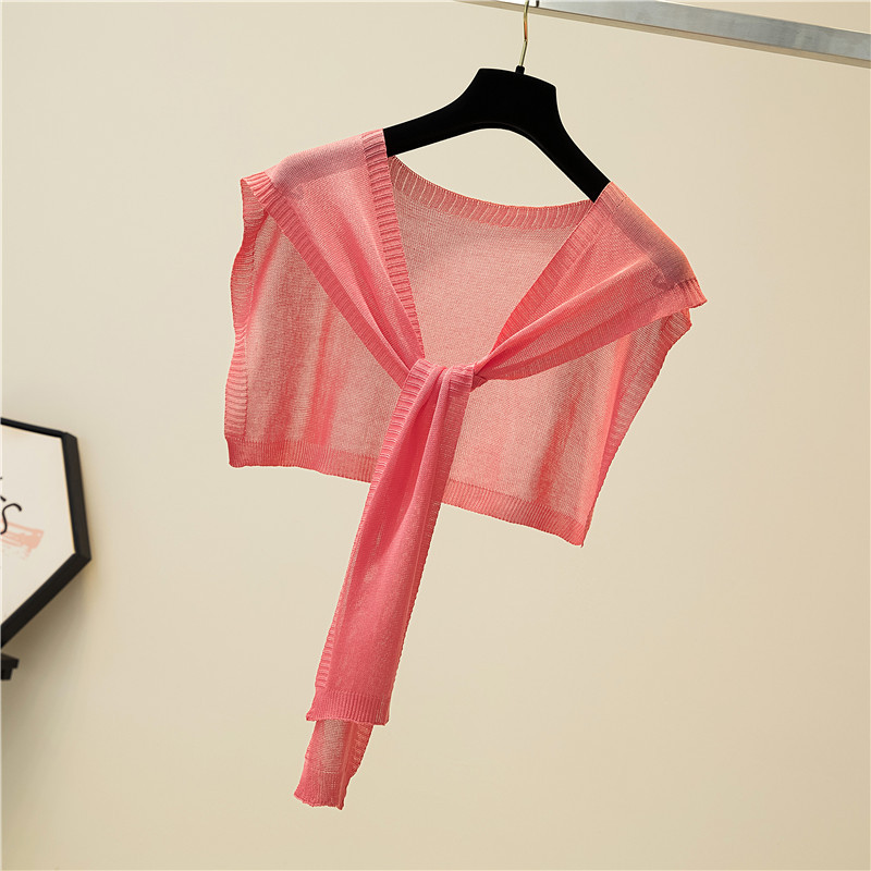Solid Sunscreen Shawl Wrap Thin Knitted Versatile Scarf for Women