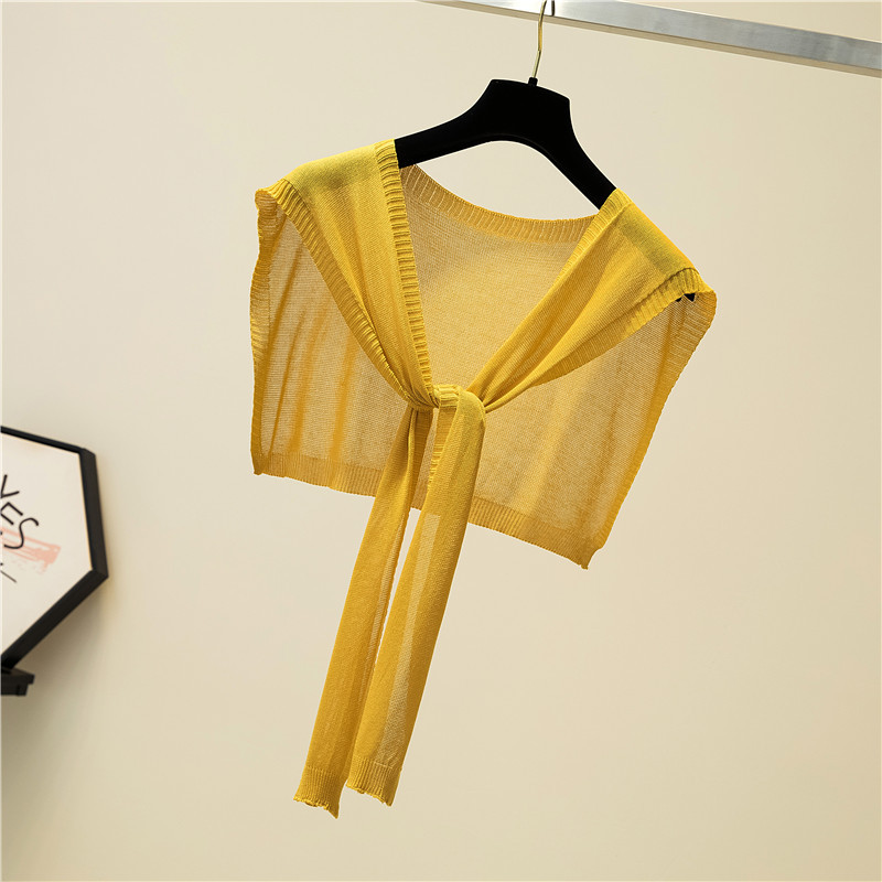 Solid Sunscreen Shawl Wrap Thin Knitted Versatile Scarf for Women